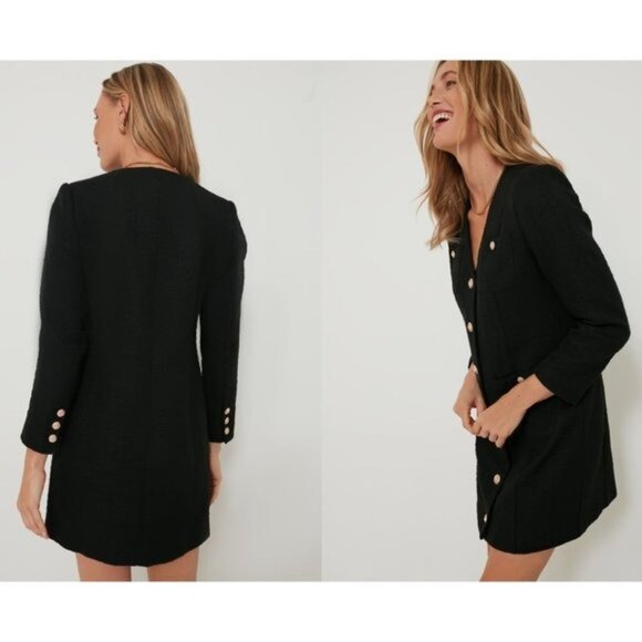 Pomander Place | NEW Black Tweed Keira Long Sleeve Mini Dress Size XL - Picture 3 of 12